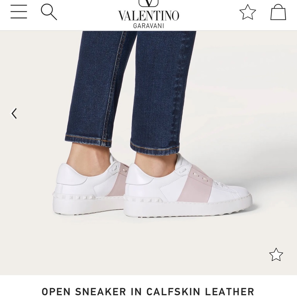VALENTINO GARAVANI OPEN SNEAKER IN CALFSKIN LEATHER SZ7 BNIB - WHITE/ WATER ROSE
